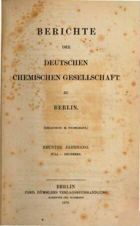 Berichte der Deutschen Chemischen Gesellschaft. 9. 1876, [2]