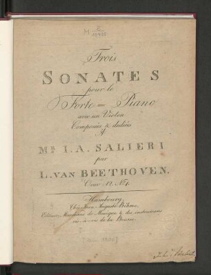 No. 1: Trois Sonates pour le forte-piano avec un violon : uv: 12