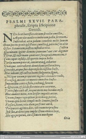 Psalmi XXVII. Paraphrasis, scripta a A Scipione Gentili