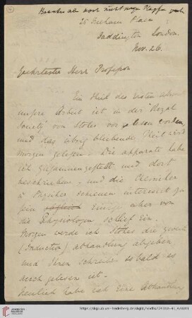 Briefe von Henry E. Roscoe an Robert Wilhelm Bunsen: Brief von Henry E. Roscoe an Robert Wilhelm Bunsen
