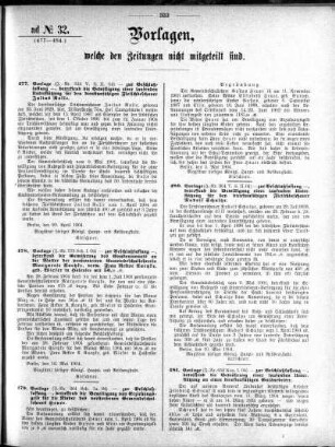 Anlage: ad No.32 (477-484), Vorlagen, welche den Zeitungen nicht mitgeteilt sind