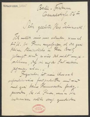 Brief an Ludwig Strecker  an B. Schott's Söhne : 09.11.1901