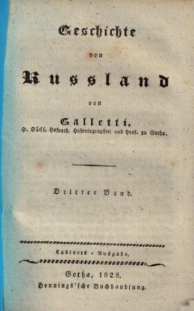 Geschichte von Russland, 3. (1828). - 120 S. : Ill.
