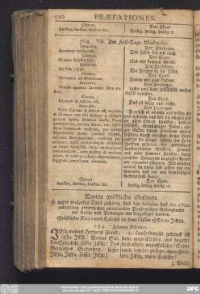 Einige geistliche Gesänge, so unter vielerley Titul gehörig, sind der Edition des An. 1722. publicirten ordentlichen privilegirten Dreßdnischen Gesangbuchs auf Befehl und Verlangen mit beygefüget worden.