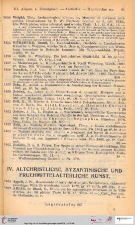 IV. Altchristliche, Byzantinische und fruehmittelalterliche Kunst (Nr. 1466-1771)