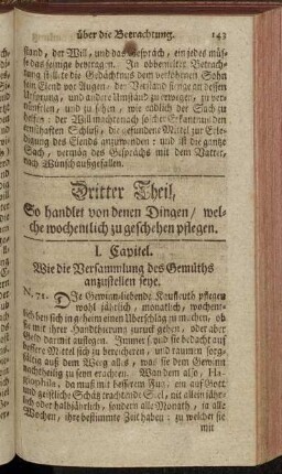I. Capitel. Wie die Versammlung des Gemüths anzustellen seye