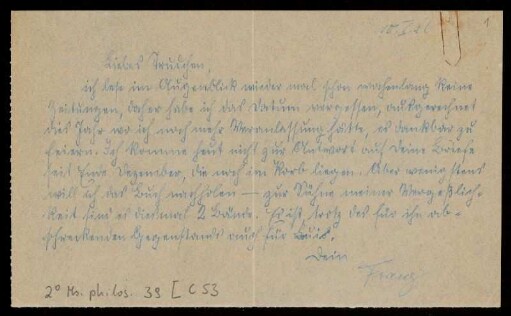 Brief von Franz Rosenzweig an Gertrud Oppenheim