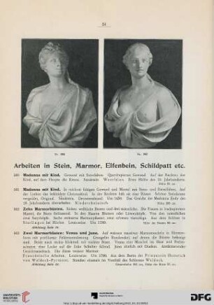 Arbeiten in Stein, Marmor, Elfenbein, Schildplatt, etc. (Nr. 360-382)