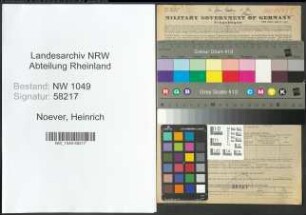 Entnazifizierung Heinrich Noever , geb. 10.09.1905 (Verkaeufer)