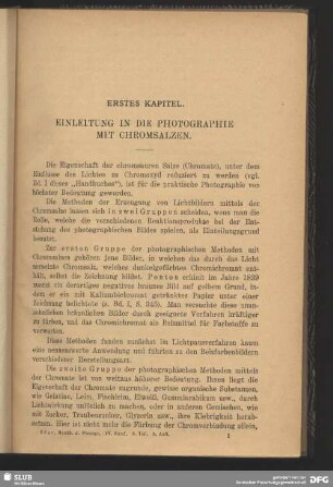 Erstes Kapitel, Einleitung in die Photographie mit Chromsalzen