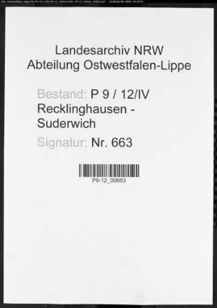 Sterberegister Standesamt IV Recklinghausen-Stadt