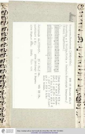 Ouverture a 2 Violin. Viola e Cembalo. Christoph Graupner.