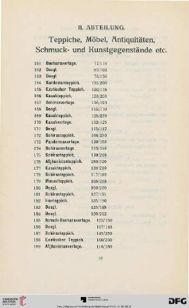 Teppiche, Möbel, Antiquitäten, Schmuck- und Kunstgegenstände (Nr. 161-513)