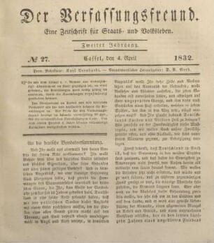 № 27. Cassel, den 4. April 1832.