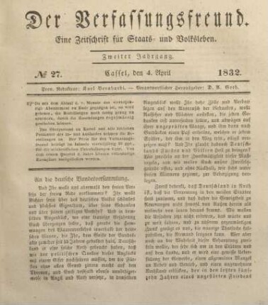 № 27. Cassel, den 4. April 1832.