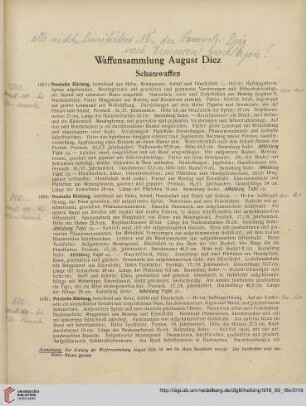 Waffensammlung August Diez (Nr. 1453-1768)