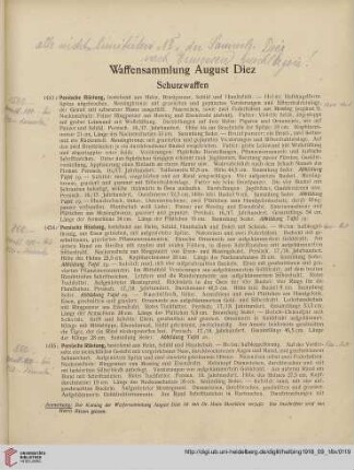 Waffensammlung August Diez (Nr. 1453-1768)