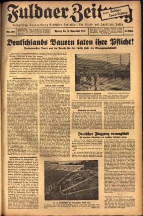 Ausgabe vom Montag, den 28. November 1938.