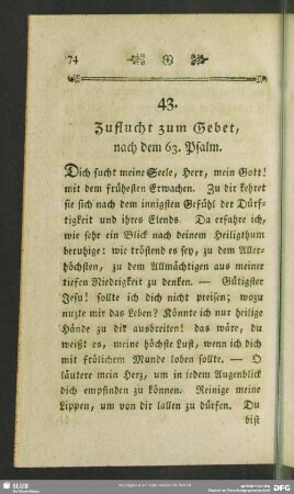 43. Zuflucht zum Gebet, nach dem 63. Psalm