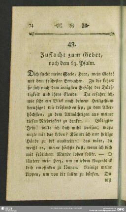 43. Zuflucht zum Gebet, nach dem 63. Psalm