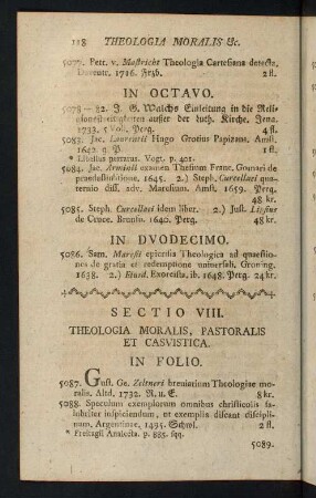 118-134, Sectio VIII. Theologia Moralis, Pastoralis et Casuistica