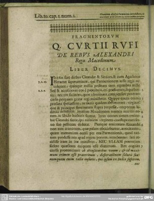 Fragmentorum Q. Curtii Rufi De Rebus Alexandri Regis Macedonum Liber Decimus
