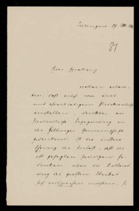 Brief von Theodor Häring an Gottlieb Planck, Tübingen, 19.10.1896