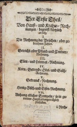 [...] Von Hauß- und Krahm-Rechnungen, begreift kürtzlich in sich [...]