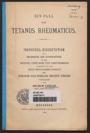 Ein Fall von Tetanus rheumaticus