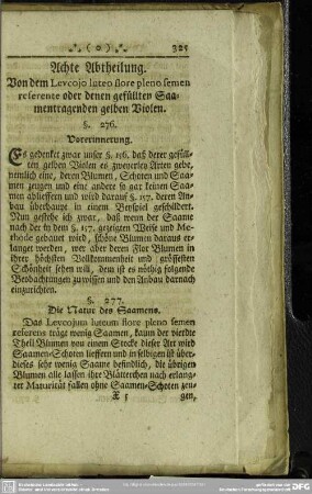 Von dem Levcojo luteo pleno semen referente oder denen gefüllten Saamentragenden gelben Violen