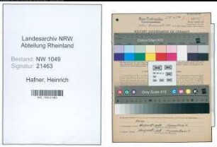 Entnazifizierung Heinrich Hafner , geb. 02.12.1897 (Montageinspektor)