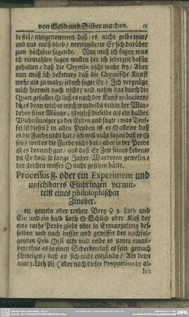 Processus 8. oder ein Experiment und unfehlbares Einbringen vermittelst eines philosophischen Zinober