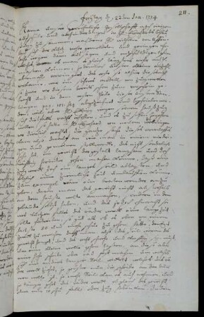 Freytag d 22ten Jan. 1734