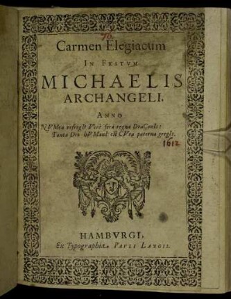Carmen Elegiacum In Festum Michaelis Archangeli