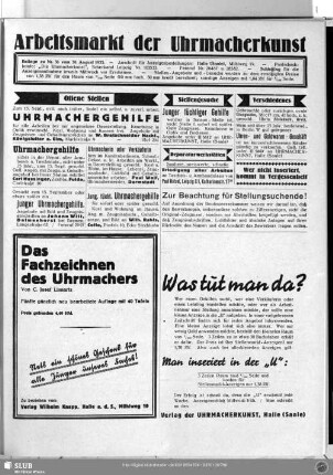 Arbeitsmarkt der Uhrmacherkunst