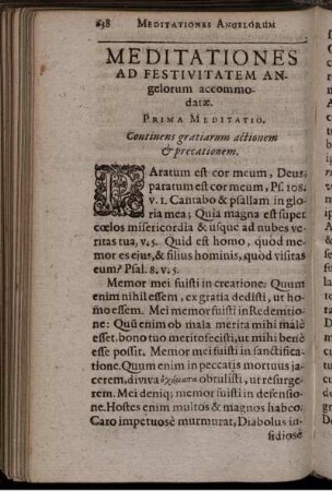 Prima Meditatio. Continens gratiarum actionem & precationem