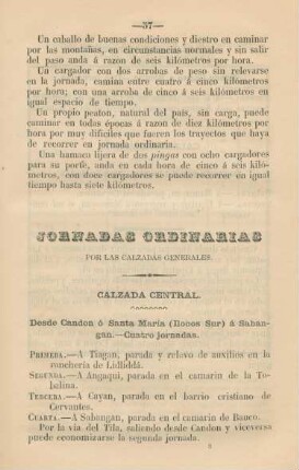 Jornadas ordinarias por las calzadas generales