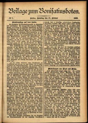 Zweite Ausgabe vom Sonntag, den 15. Februar 1903.