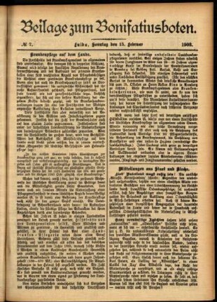 Zweite Ausgabe vom Sonntag, den 15. Februar 1903.
