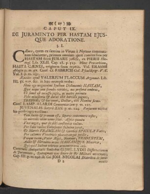 Caput IX. De Juramento Per Hastam Ejusque Adoratione