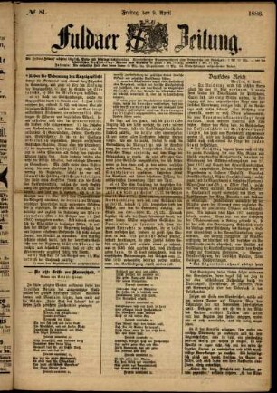 Ausgabe vom Freitag, den 09. April 1886.