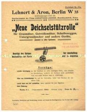 Deichselstützrolle für Grasmäher, Getreidemäher und Bodenbearbeitungsgeräte