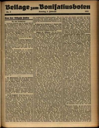 Zweite Ausgabe vom Sonntag, den 01. Februar 1931.