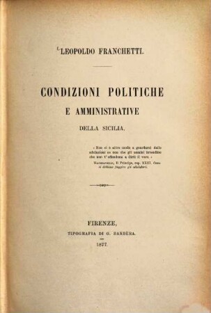 La Sicilia nel 1876, 1. Condizioni politiche e admministrative della Sicilia