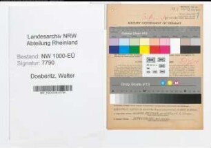 Entnazifizierung Walter Doeberitz, geb. 12.12.1910 (Polizeibeamter)