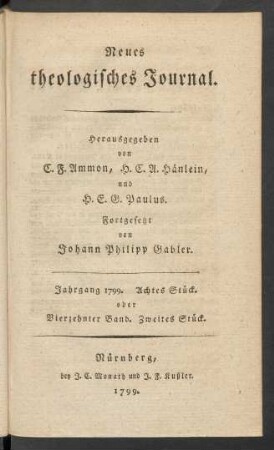 Jahrgang 1799. Achtes Stück. oder Vierzehnter Band. Zweites Stück