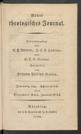 Jahrgang 1799. Achtes Stück. oder Vierzehnter Band. Zweites Stück