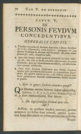 Caput. V. De Personis Feudum Concedentibus
