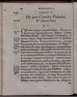 Caput V. De iure Comitis Palatini, & Saxoniae Ducis