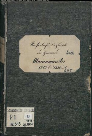 Kirchenbuchduplikate der katholischen Gemeinde Marienmünster, Kreis Höxter (GHT 1815-1830) (Gemeinde: Katholische Gemeinde Marienmünster)